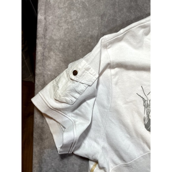 Y2K Hustle Gang 'Lone Brave' White AOP Polo Shirt 2XL - Picture 4 of 8